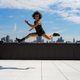 Jumping on the roof.